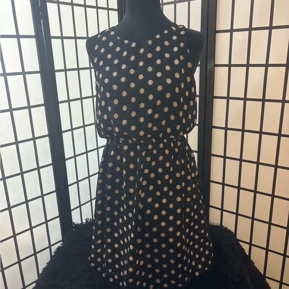 Black and White Polka Dot Sleeveless Dress